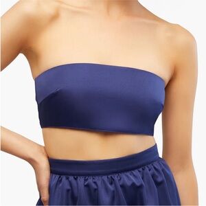 147 NWT WeWoreWhatWhat Revolve Navy Blue Bandeau Top Size L